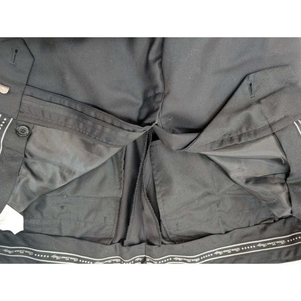 Pura Lana Italy Black 100% Wool Tuxedo Pants Mens 40L Satin Stripe TX-701 Formal